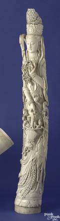 Large Chinese carved ivory figure of a woman