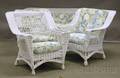 Four Pieces of Whitepainted Woven Wicker Porch Seating