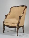 Louis XVstyle Carved Beechwood Bergere en Cabriolet
