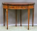 Federalstyle Inlaid Mahogany Swellfront Card Table with Drawer