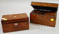Mahogany Double Tea Caddy and an Inlaid Burl Veneer Double Tea Caddy
