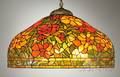 Tiffanystyle Leaded Art Glass Floral Pattern Hanging Lamp
