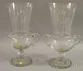 Pair of Large Steuben Colorless Glass Footed Vases
