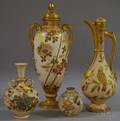 Four Royal Worcester and Royal Worcestertype Gilt and Handpainted Ceramic Items