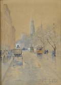 Louis Kinney Harlow American 18501913 Boston Street Scene Boylston Street Toward Arlington Street Church
