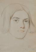 Manner of Dante Gabriel Rossetti English 18281882 Framed Sketch of a Womans Head probably 20th Century