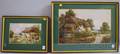Thomas Nolsmith British d 1900 Lot of Two Framed Watercolors Cottage Garden in Summer