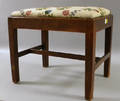 Chippendale Mahogany Stool with Crewelwork Upholstered Slip Seat