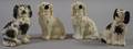 Four Small Staffordshire Pottery King Charles Spaniel Dog Figures