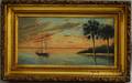 American School 19th Century Landscape at Dusk Probably a Florida View