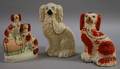 Three Staffordshire Pottery Spaniel Figures