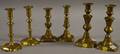 Six 18th and 19th Century Brass Candlesticks