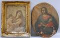 Lot of Two Old Masterstyle Paintings Oval Portrait of the Virgin Mary