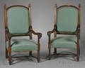 Pair of Victorian Gothic Revival Oak Armchairs