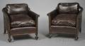 Pair of Victorian Leatherupholstered Mahogany Club Chairs