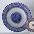 Blue spatter bullseye shallow bowl
