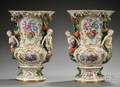 Pair of Meissenstyle Porcelain Figural Vases