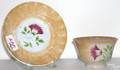 Yellow spatter thistle cup and saucer
