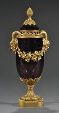 Giltbronze and Crackled Amethyst Glass Potpourri Vase and Cover