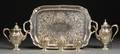Fivepiece Amston Sterling Coffee and Tea Service with Silver Plate Tray