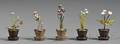 Five Austrian Cold Painted Bronze Miniature Flowerpots