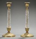 Pair of Second Empire Bronze and Glass Candlesticks