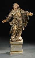 Continental Polychrome Gilt and Carved Wood Figure of the Assumption of the Virgin
