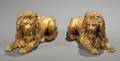 Pair of Giltwood Recumbent Lions