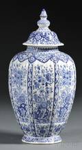Blue and White Delft Vase and Cover
