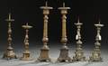 Six Assorted Metal Pricket Candlesticks