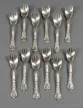 Twelve Tiffany  Co Sterling Florentine Pattern Ice Cream Forks
