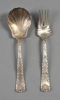 Pair of Tiffany  Co Sterling Wave Edge Flatware Servers
