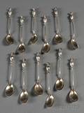 Set of Twelve Ball Black  Co Sterling Ice Cream Spoons