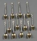 Set of Twelve Whiting Manufacturing Co Sterling Demitasse Spoons