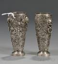 Pair of Miniature Chinese Export Silver Vases