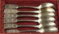Set of Six Russian Goldwashed Silver Teaspoons