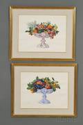 Agnes Potter Lowrie American 18921964 Lot of Two Still Life Paintings Dresden Pierced Compotes with Fruit