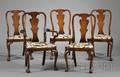 Set of Five Queen Annestyle Walnut Dining Chairs