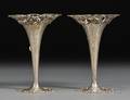 Pair of Small JE Caldwell  Co Sterling Trumpet Vases