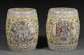 Pair of Famille Jeune Decorated Porcelain Garden Seats