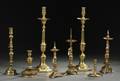 Eight Brass Candleholders