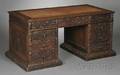 Renaissance Revival Carved Walnut Pedestal Desk