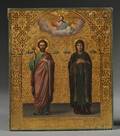 Russian Icon Depicting Two Patron Saints