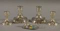 Five Silver and Silverplated Candlesticks