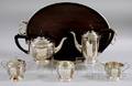 English Fivepiece Silverplated TeaCoffee Service and Tray