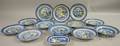 Twelve Chinese Export Porcelain Canton Plates and a Small Platter