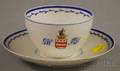 Continental Handpainted GWMW Armorial Porcelain Cup and Saucer