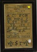 Framed Sally Ann Roge Needlework Sampler