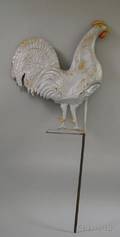 Painted Molded Copper Game Cock Weather Vane