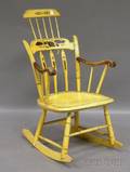 Yellowpainted and Stencildecorated Windsor Combback Armrocker